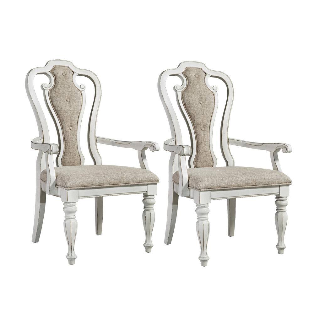 Back. Liberty Furniture Industries - Splat Back Upholstered Arm Chair (RTA)-Set of 2 - White.