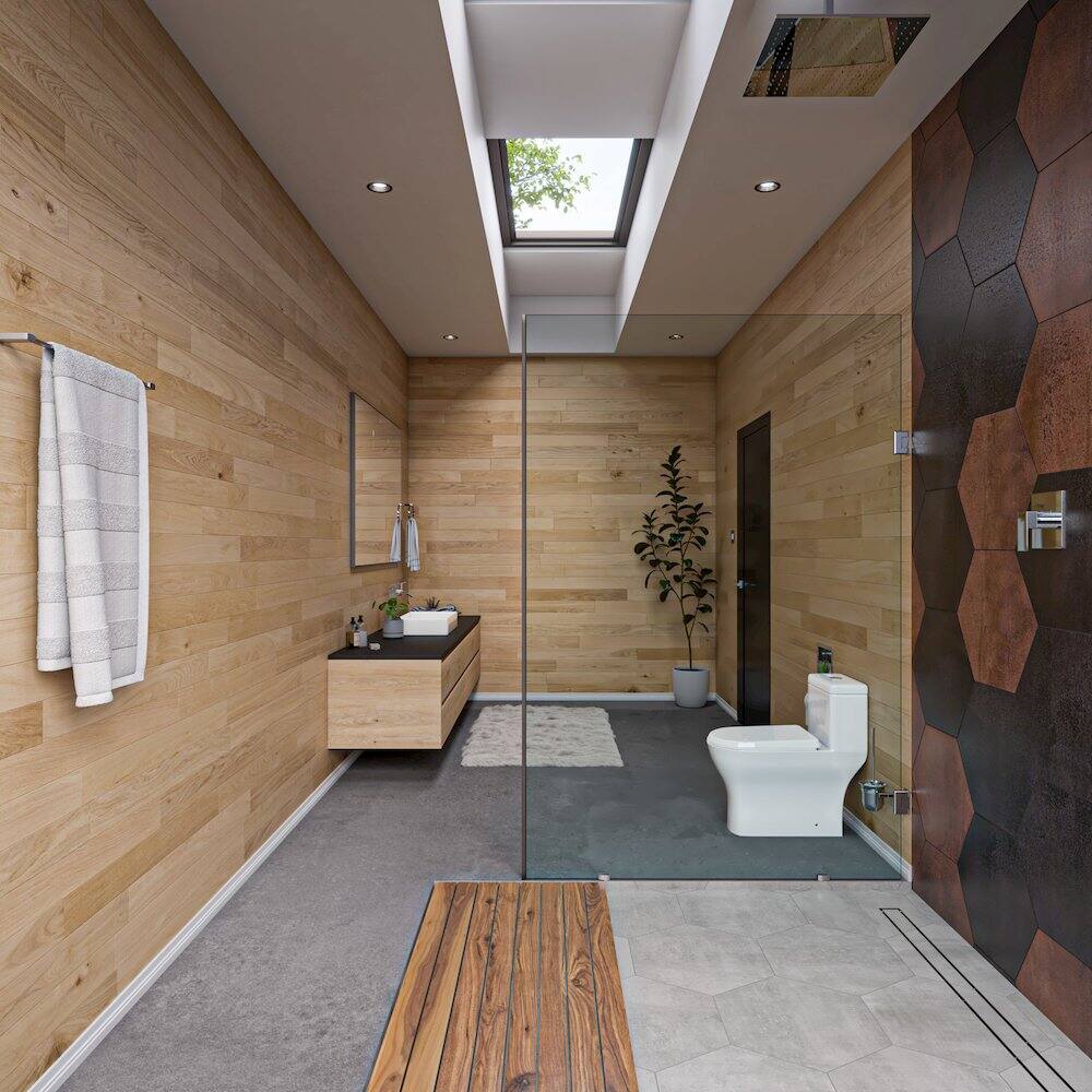 Alt View 1. Alfi - Polished Chrome 16" Square Multi Color LED Rain Shower Head - Silver.