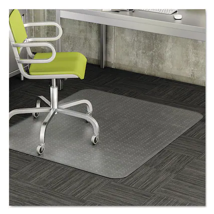 Front. Deflecto - DuraMat Moderate Use Chair Mat for Low Pile Carpeted Floors, Rectangular with Lip, Beveled Edges, 36 x 48 - Clear.