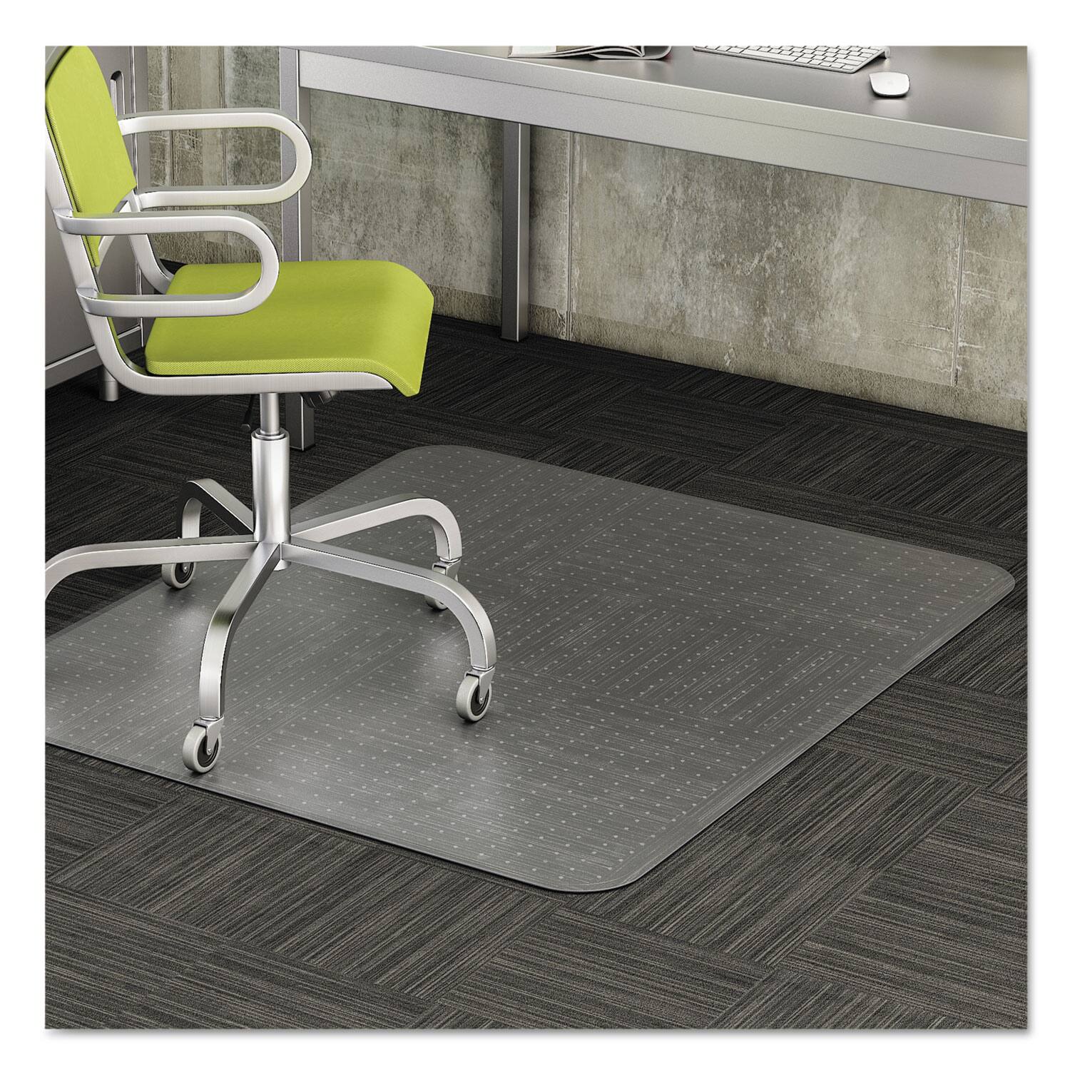 Front. Deflecto - DuraMat Moderate Use Chair Mat for Low Pile Carpeted Floors, Rectangular with Lip, Beveled Edges, 36 x 48 - Clear.