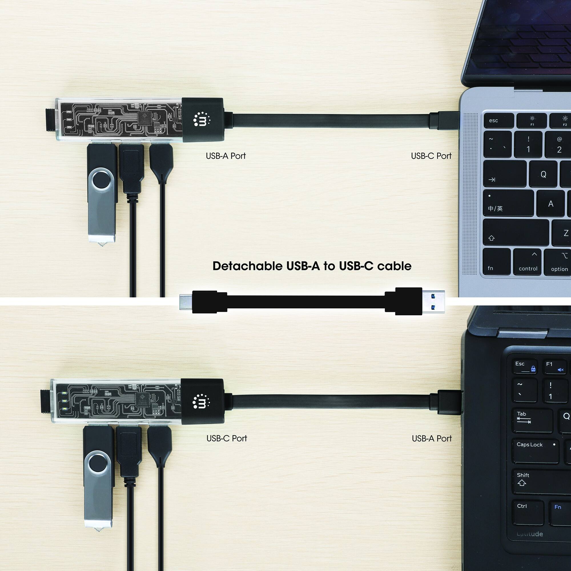 - USB-A Port
- USB-C Port
- Detachable USB-A to USB-C cable

- USB-C Port
- USB-A Port