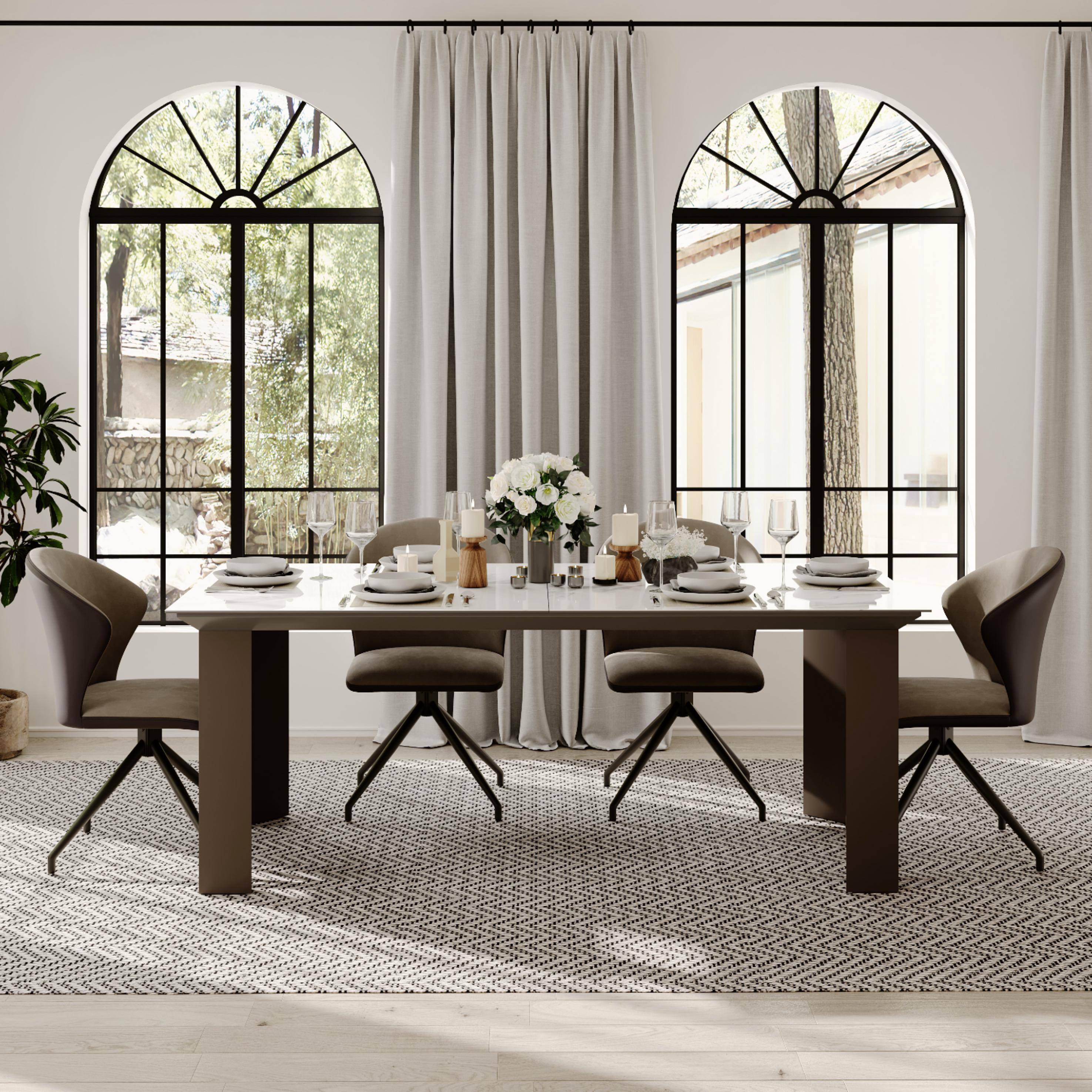 Left. POVISON - Modern Upholstered Dining Chairs Set of 2, Accent Chairs for Living Room & Bedroom Home Office Chairs, Coffee & Brown - Coffee & Brown.