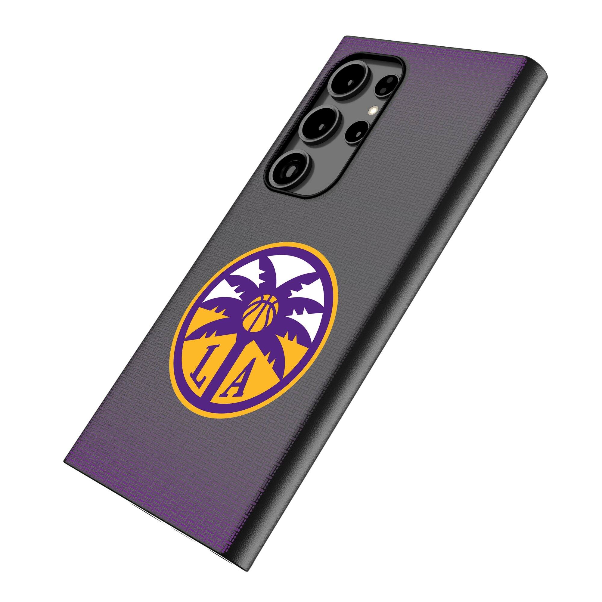 Alt View 1. Keyscaper - Los Angeles Sparks Linen Galaxy Magnetic Bump Case - S24 - Black.