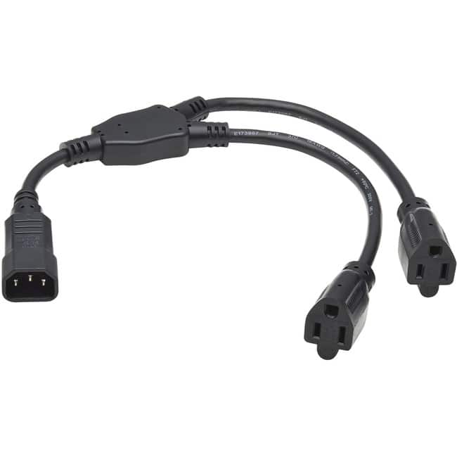 Tripp Lite - by Eaton Power Cord Y Splitter, C14 to 2x NEMA 5-15R - 13A, 125V, 16 AWG, 18 in. (46 cm), Splitter Cord - Black