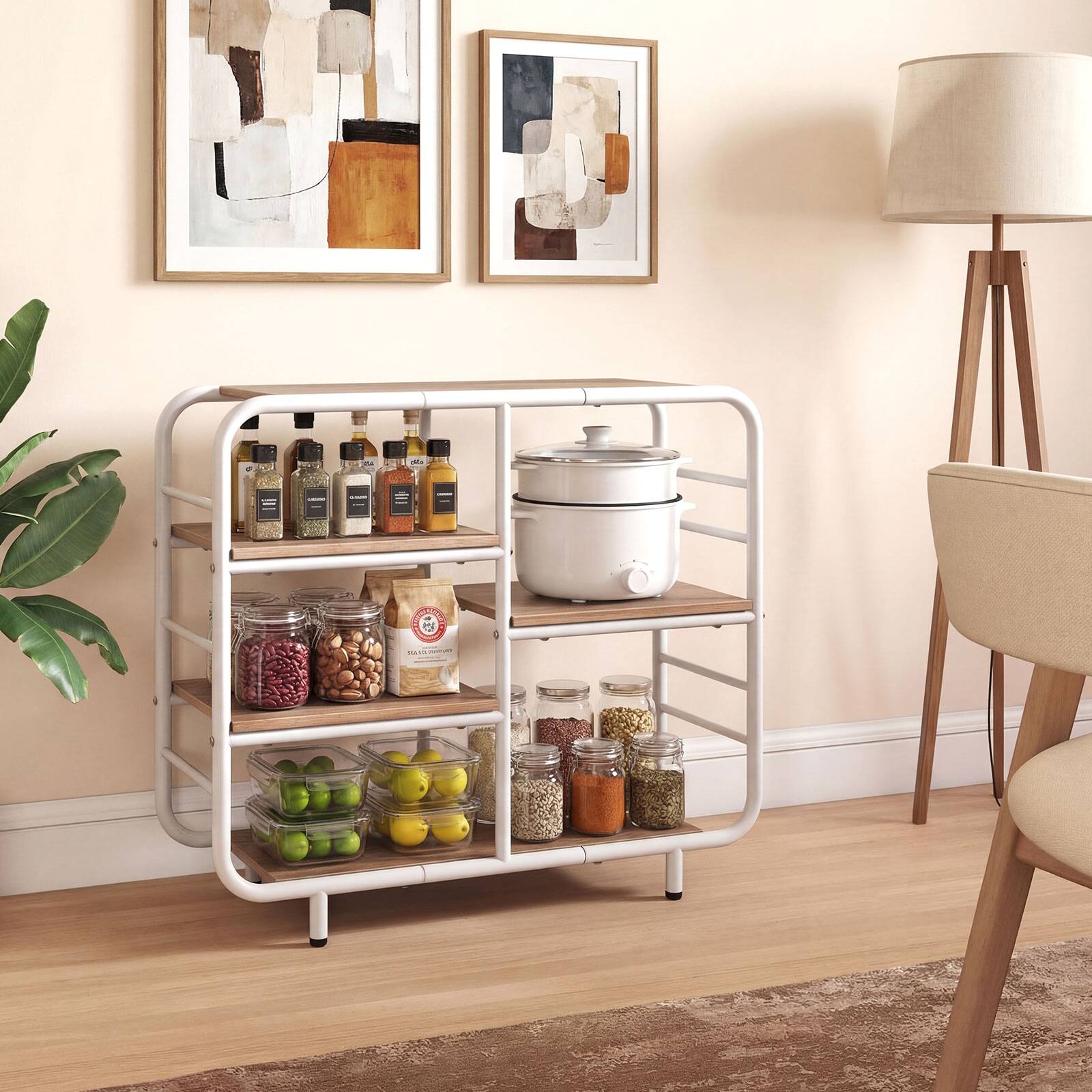 Alt View 5. Costway - Costway 2 Pcs Bookshelf for Living Room,Bookcase with Sturdy Metal Frame,Modern Book Shelf - Natural.