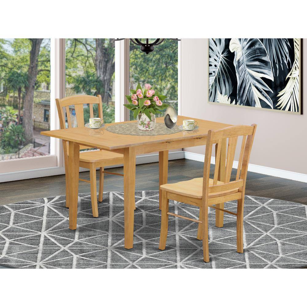 Back. East West Furniture - 3 Pc Dining room set - Dining Table for small spaces and 2 Dining Chairs - Oak.