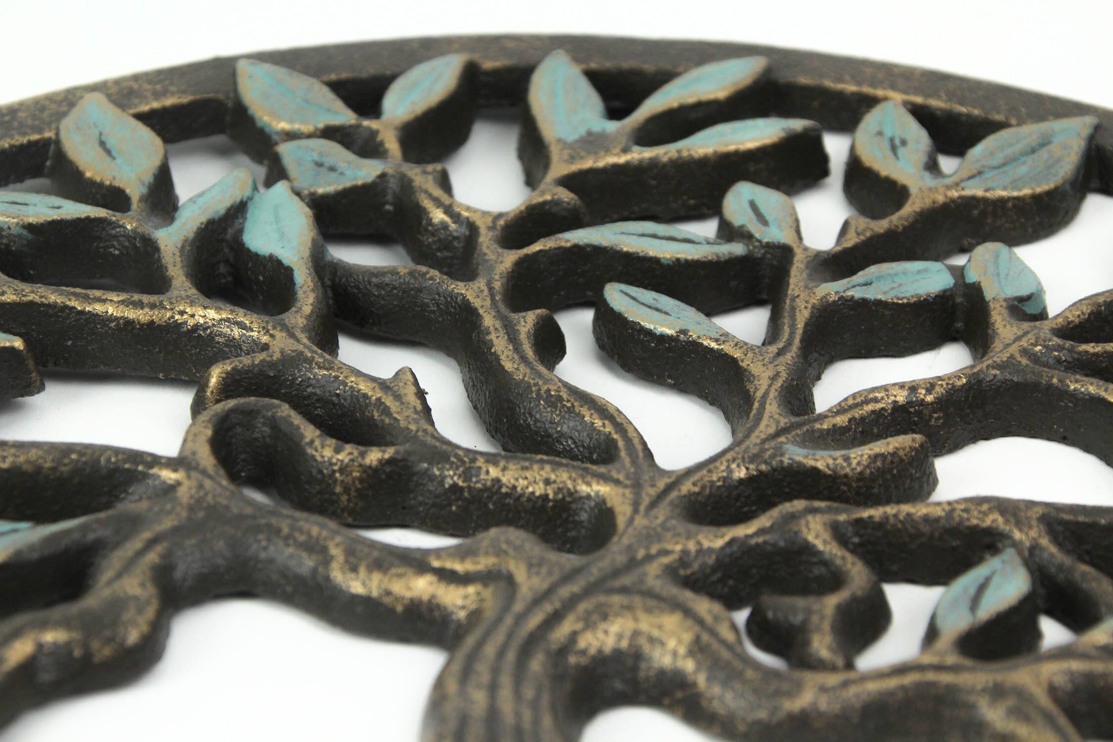 Alt View 3. Zeckos - Bronze Finished Cast Iron Tree Of Life Wall Hanging 11.75 Inches In Diameter - Bronze.