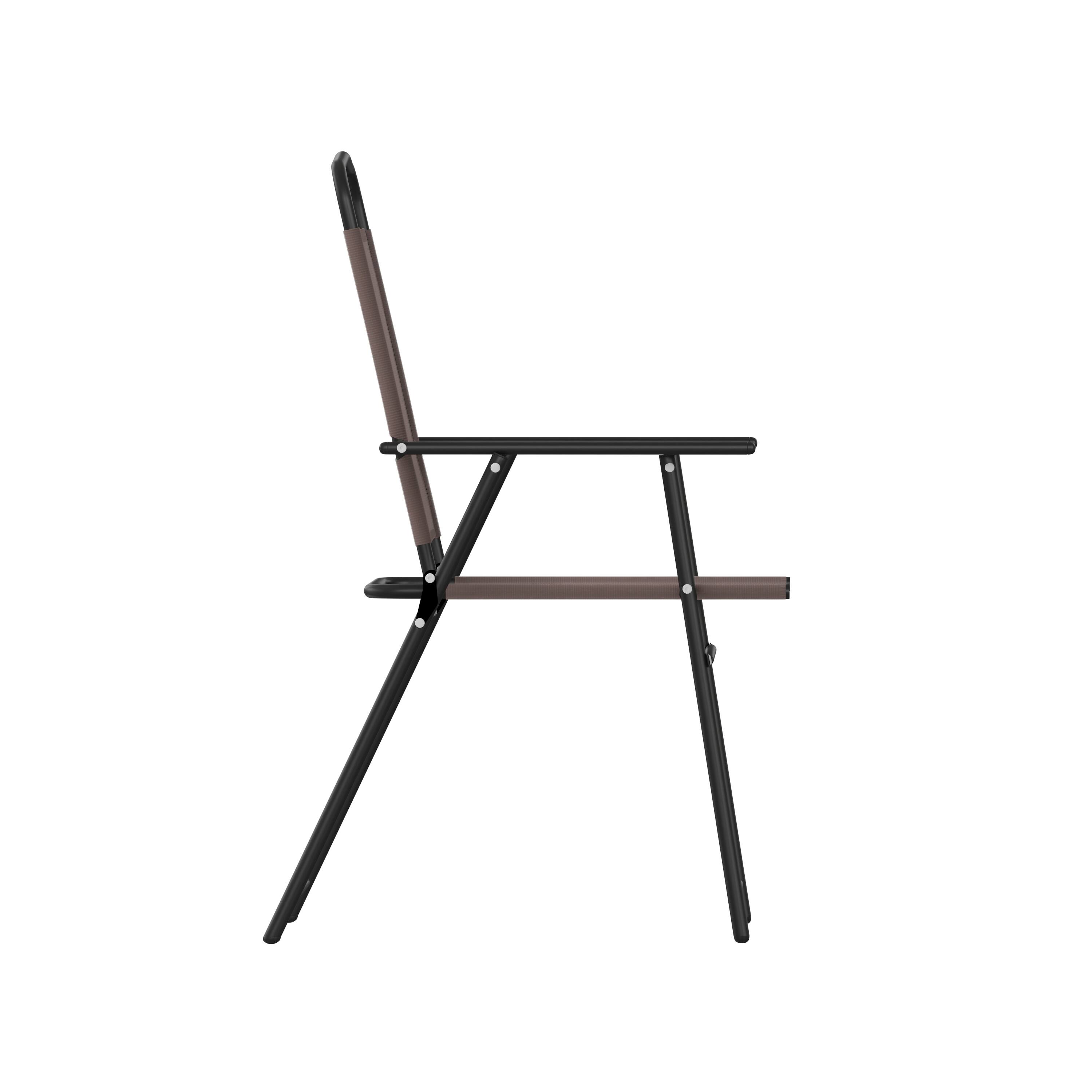 Alt View 10. Emma + Oliver - Munroe Set of 2 Textilene Folding Sling Style Patio Chairs with Armrests - Brown.