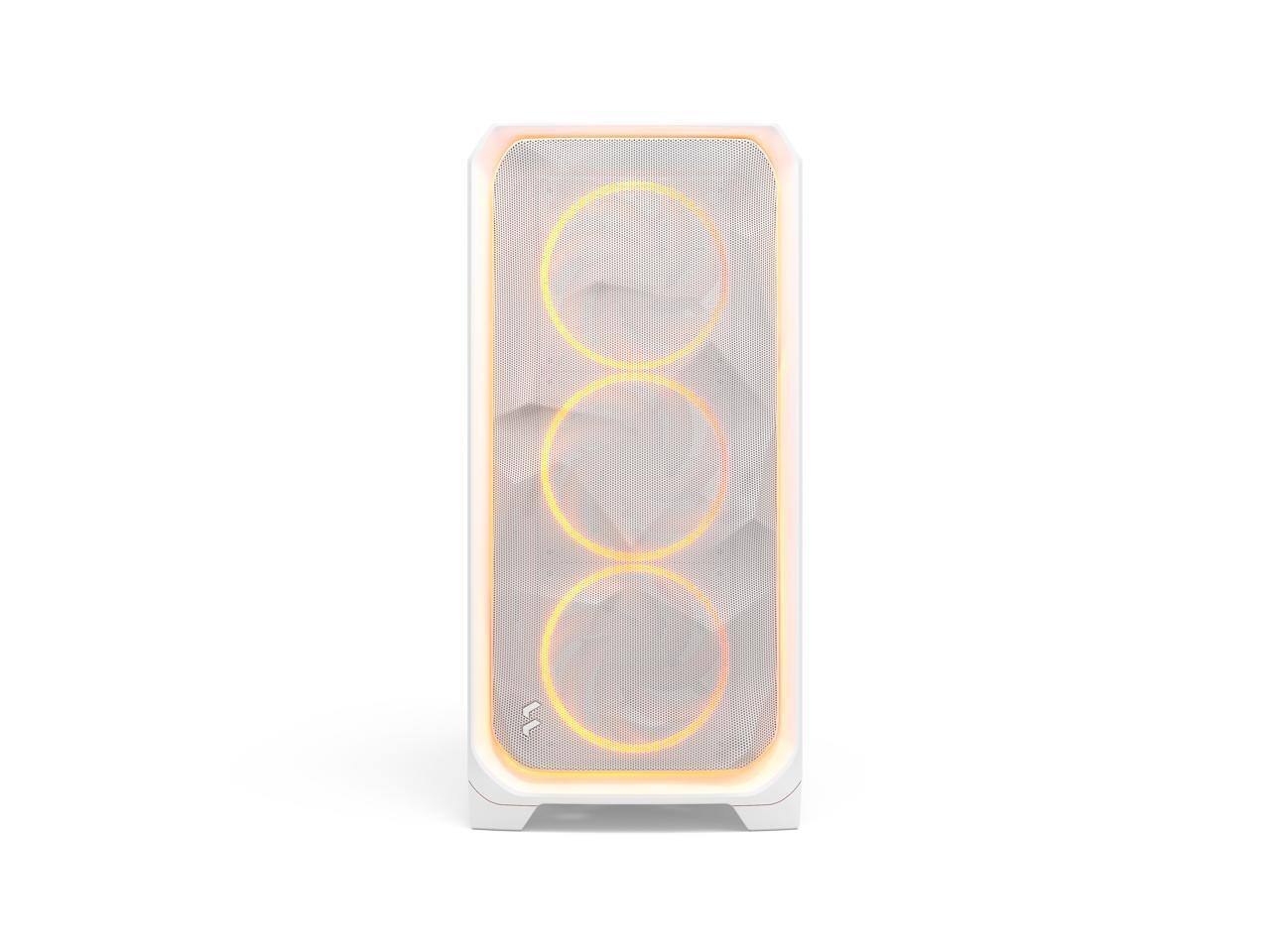 Alt View 4. Fractal Design - Fractal Design Meshify 3 XL Ambience Pro RGB E-ATX Full Tower PC Case -  White Chassis with Clear TG Side Panel - White.