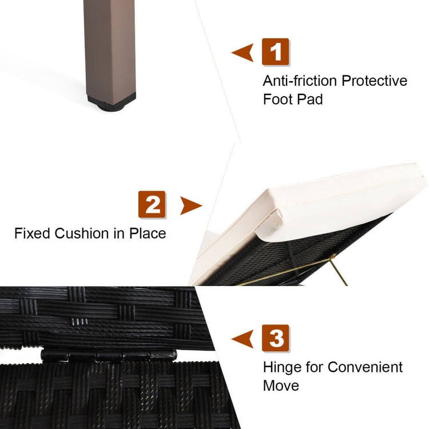 1. Anti-friction Protective Foot Pad  
2. Fixed Cushion in Place  
3. Hinge for Convenient Move