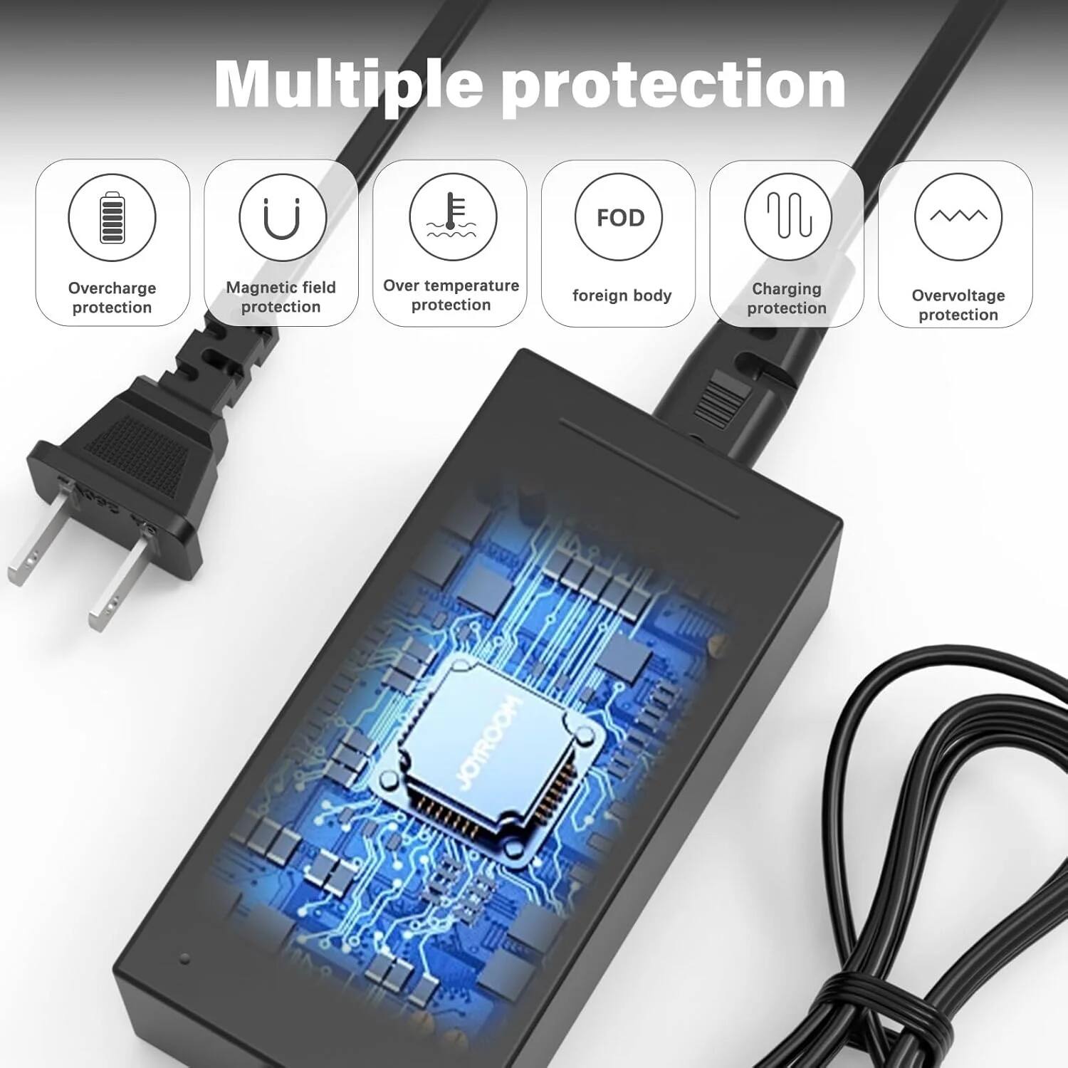 Multiple protection

- Overcharge protection
- Magnetic field protection
- Over temperature protection
- FOD (foreign body)
- Charging protection
- Overvoltage protection