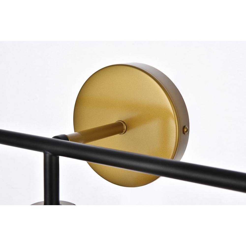 Back. Living District - Hanson 3 lights bath sconce in black with brass with frosted shade - Black And Brass And Frosted Shade.
