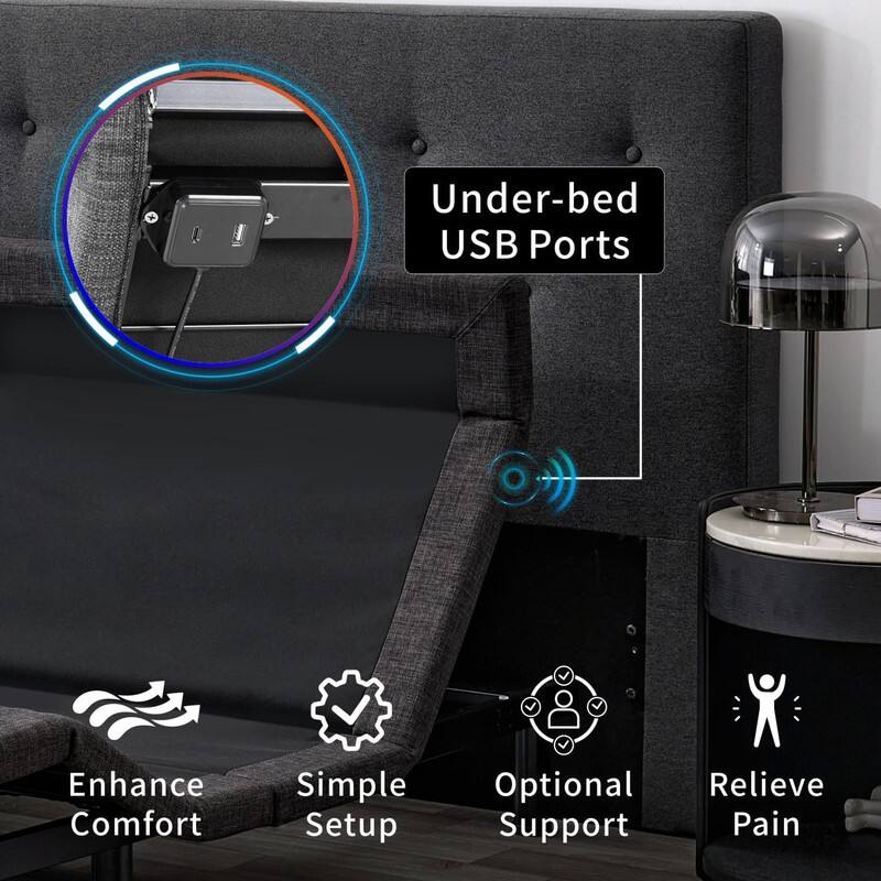 Under-bed USB Ports, Enhance Comfort, Simple Setup, Optional Support, Relieve Pain