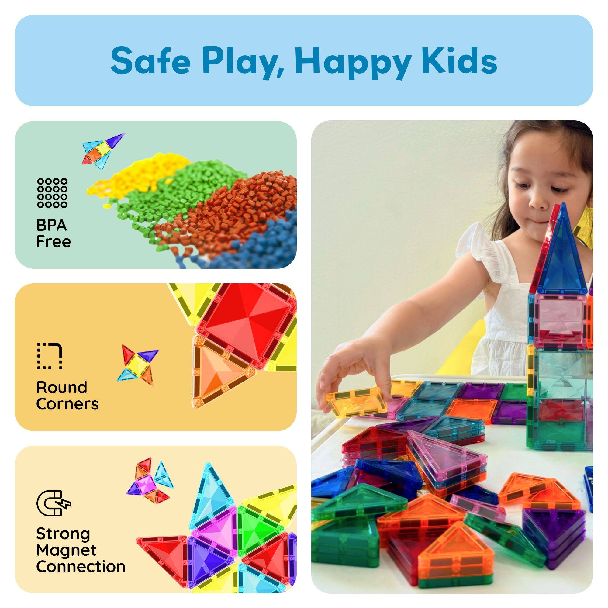 Safe Play, Happy Kids

BPA Free
Round Corners
Strong Magnet Connection