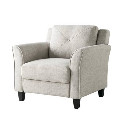Front. SlickBlue - Soft Microfiber Upholstered Armchair – Tufted Cushion Back Chair for Living Spaces - Cream.