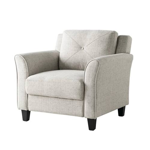 Front. SlickBlue - Soft Microfiber Upholstered Armchair – Tufted Cushion Back Chair for Living Spaces - Cream.