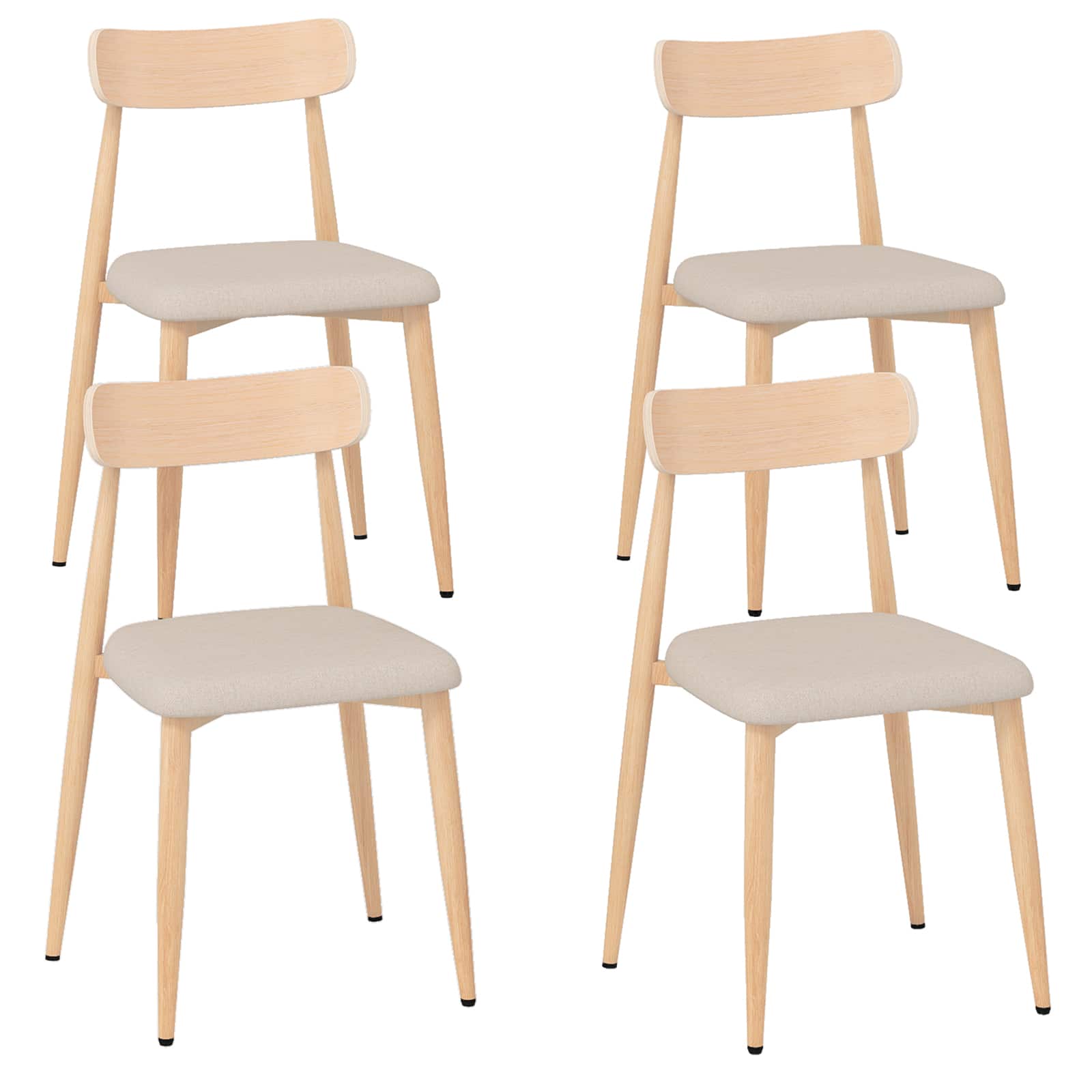 Gymax - Modern Upholstered Dining Chairs Set of 4 w/Wood-Like Metal Legs Padded Seat - Gray