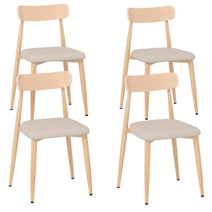 Front. Gymax - Gymax Modern Upholstered Dining Chairs Set of 4 w/Wood-Like Metal Legs Padded Seat - Grey.