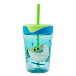 Silver Buffalo - Star Wars: The Mandalorian Grogu Kids Spill-Proof Tumbler With Straw | 18 Ounces - Blue