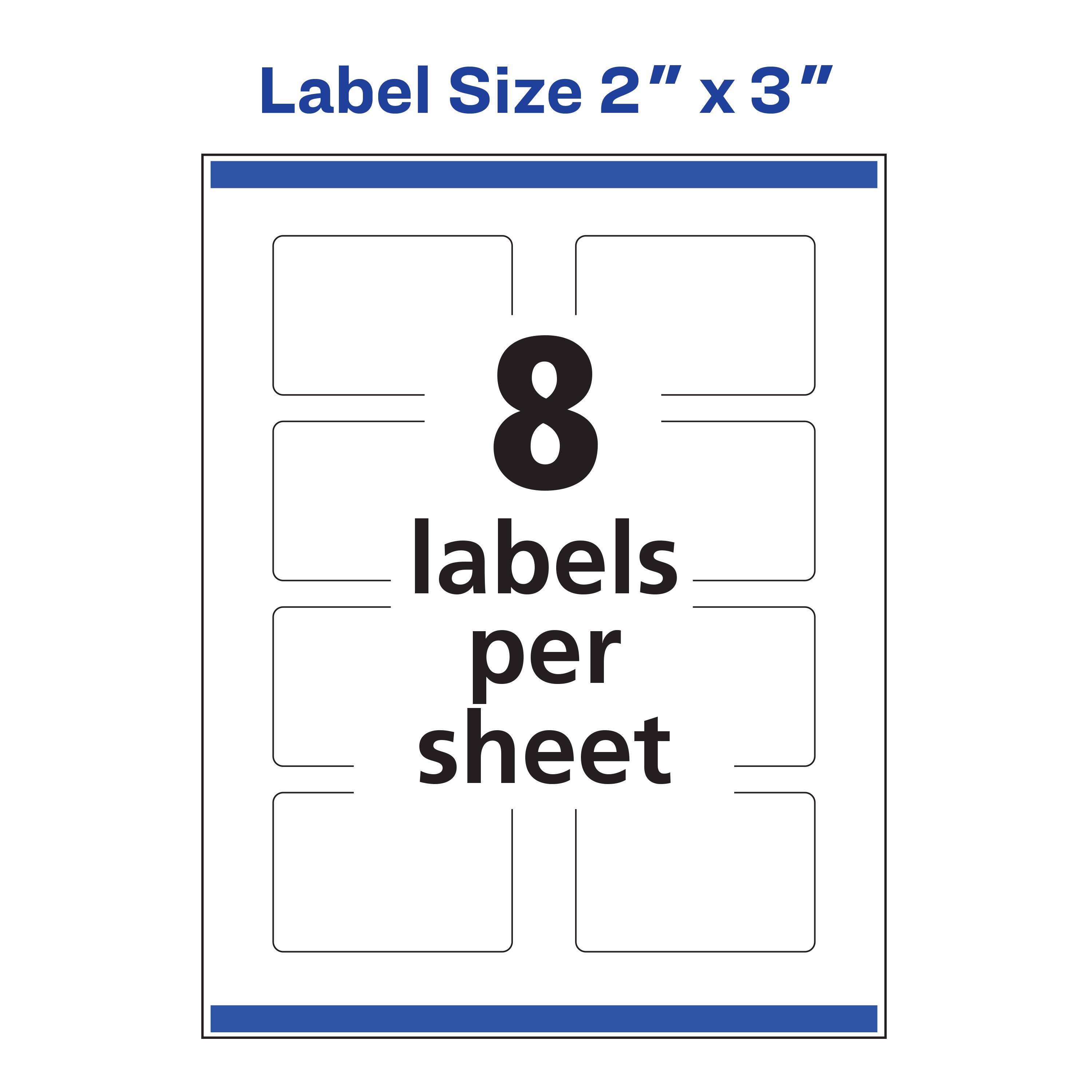 Label Size 2" x 3"  
8 labels per sheet