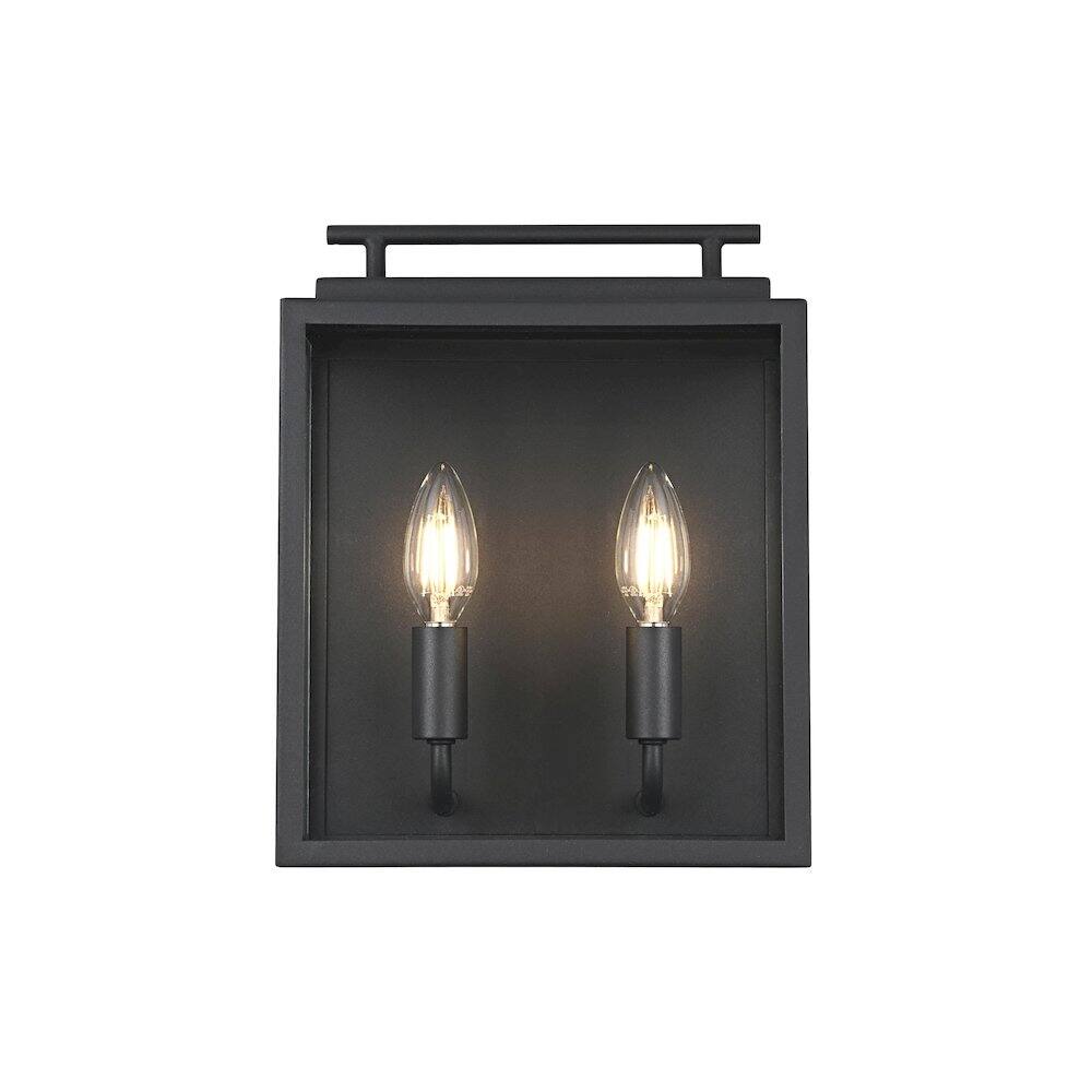 Back. Elegant Lighting - Valentin 9 Inch Outdoor Wall Sconce In Black - Black.