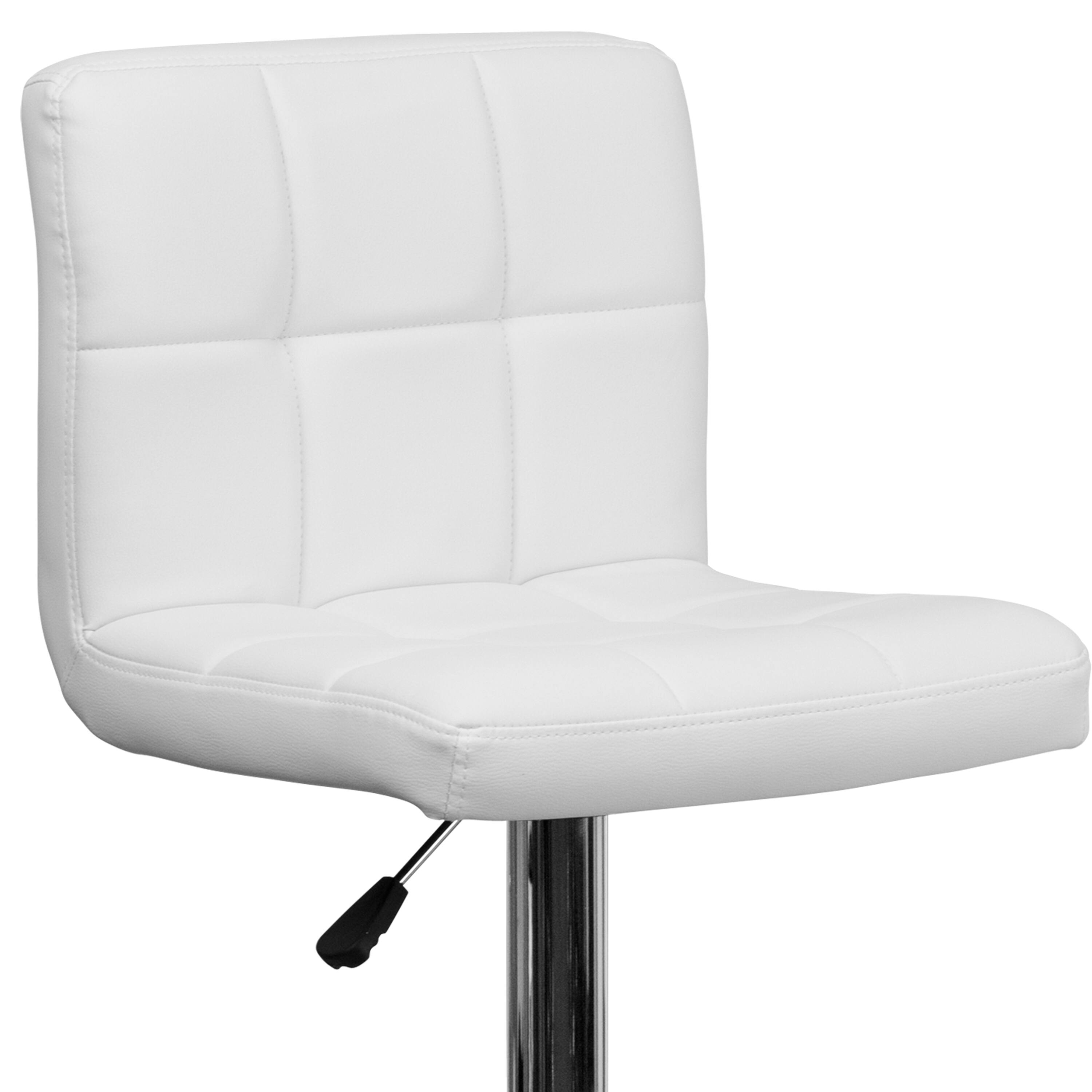 Alt View 9. Emma + Oliver - Quilted Vinyl Swivel Adjustable Height Barstool with Chrome Base - White.