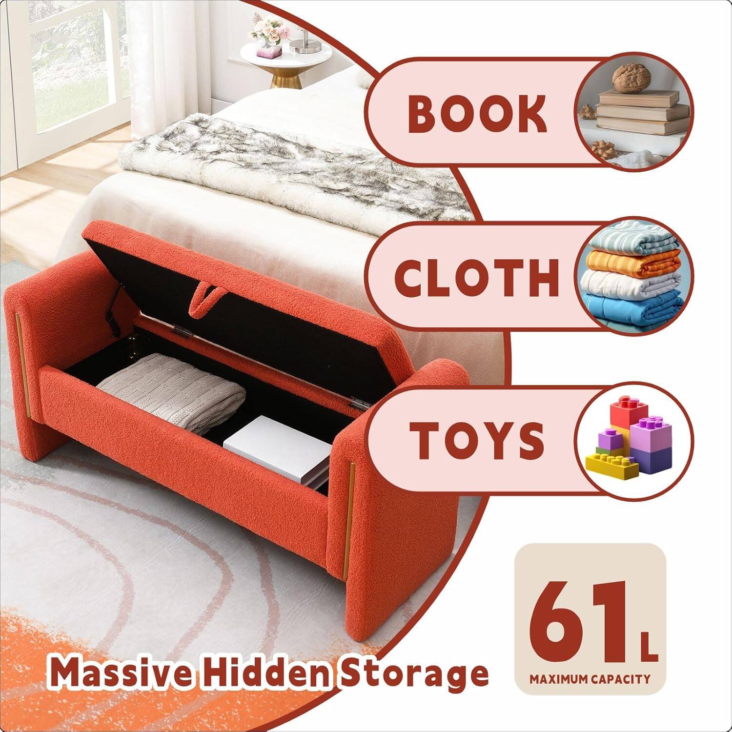 BOOK CLOTH TOYS  
Massive Hidden Storage  
61L Maximum Capacity