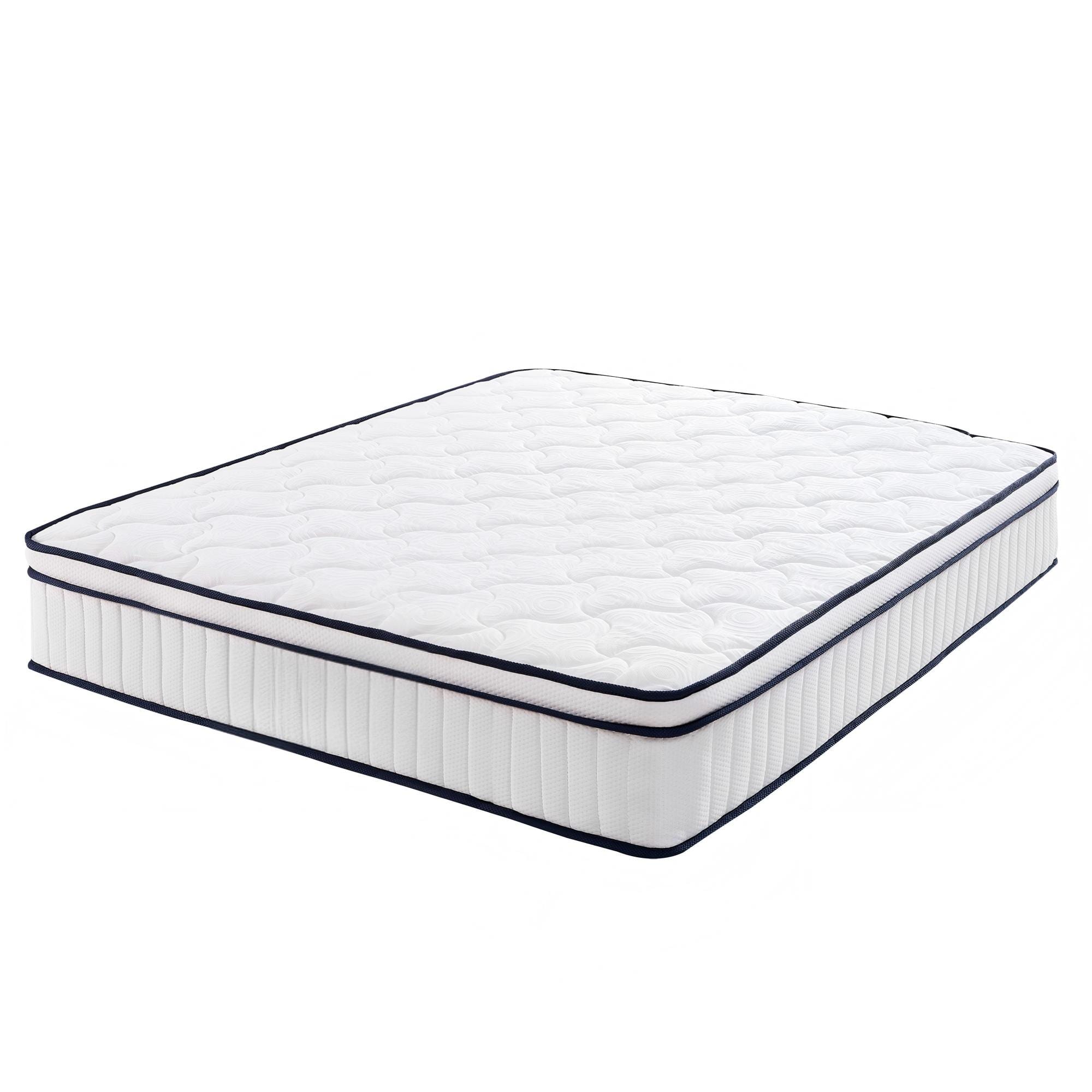 Ecooso - 10" King Medium-Firm Hybrid Mattress, Memory Foam + Pocket Coils, Pressure Relief, Cooling Cover - White