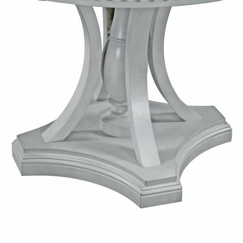 Alt View 5. LUCKY ONE - 5-Piece Farmhouse Dining Set with 58" Extendable Round Dining Table and 4 Upholstered Chairs - Antique Gray.