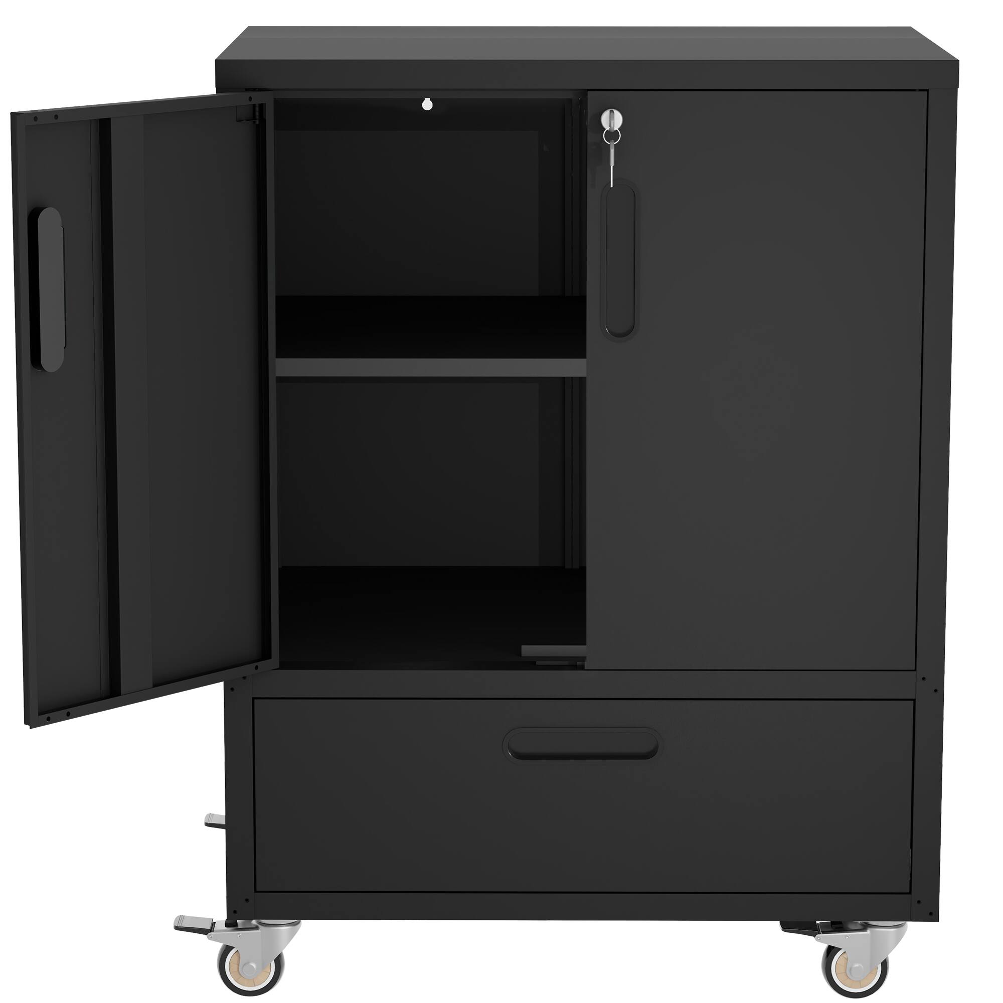 Alt View 6. LOVMOR - 40 inch H x 30 inch W x 20 inch D Mobile Tool Cart with Lockable Casters and Drawer Heavy Duty Steel Storage Organizer.