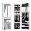 Front. Costway - Wall Door Mounted Mirrored Jewelry Cabinet Storage Organizer White - White.