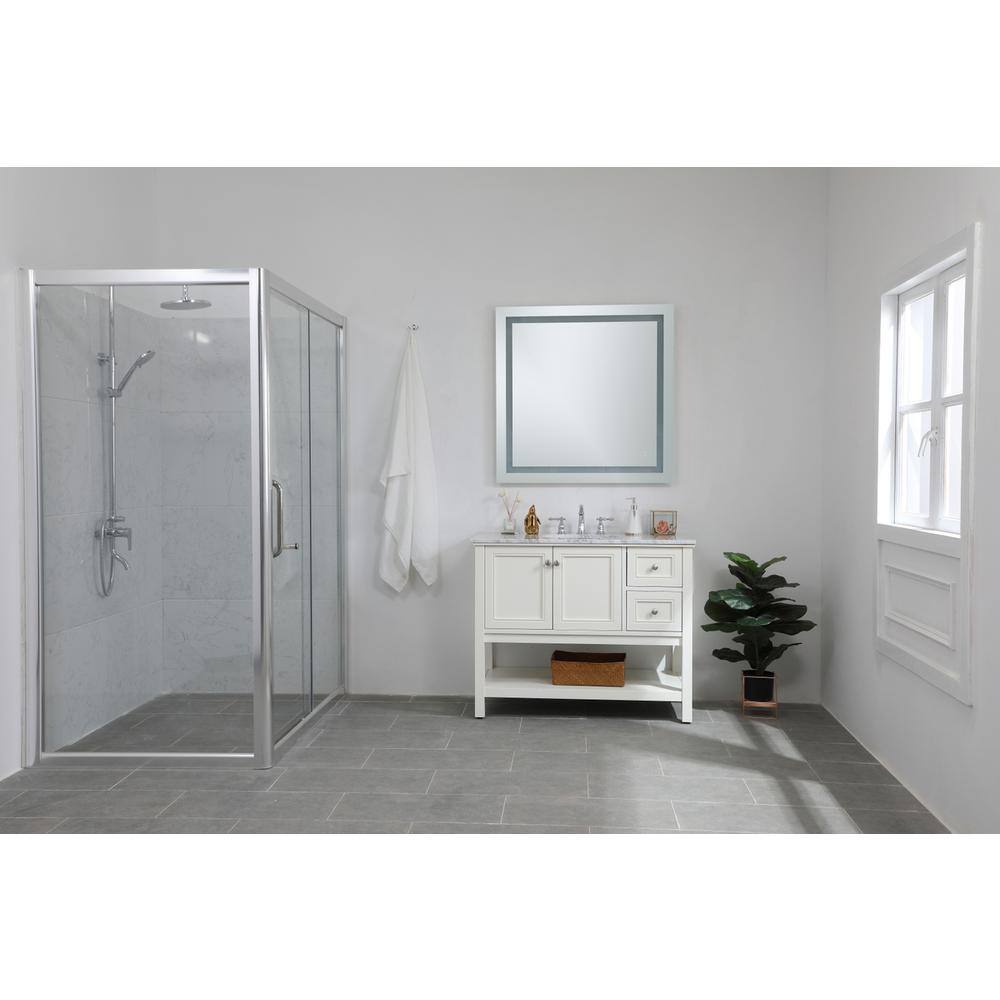 Alt View 1. Elegant Decor - Helios 36in x 36in Hardwired LED mirror - Silver.