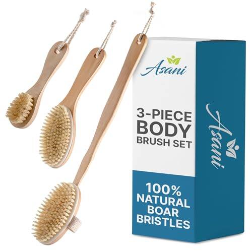 Asani 3-PIECE BODY BRUSH SET 100% NATURAL BOAR BRISTLES