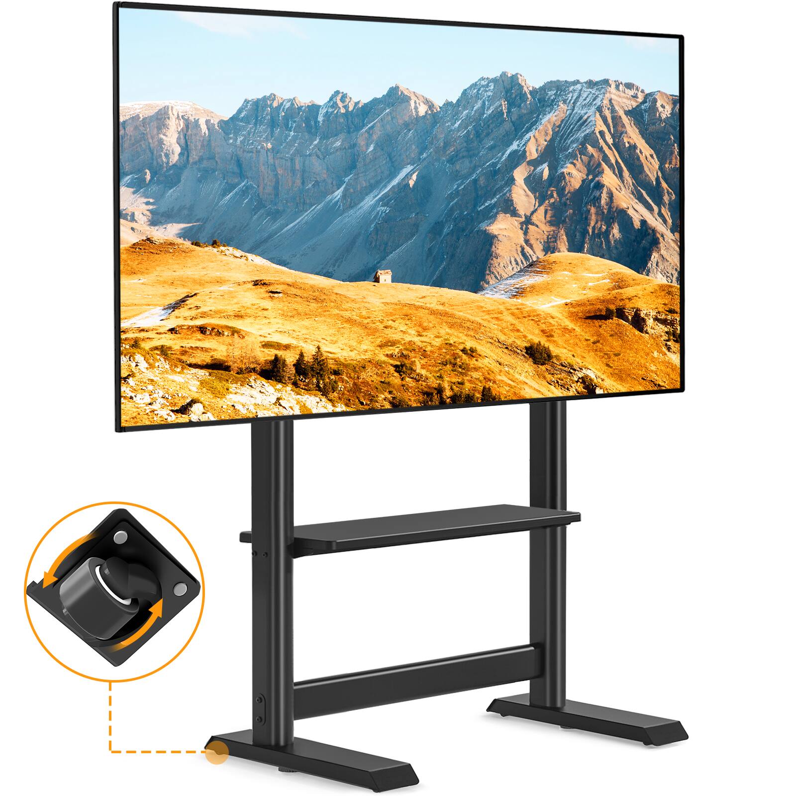 Front. Rfiver - Compatible with 50-90-inch mobile floor-standing TV stands - Black.