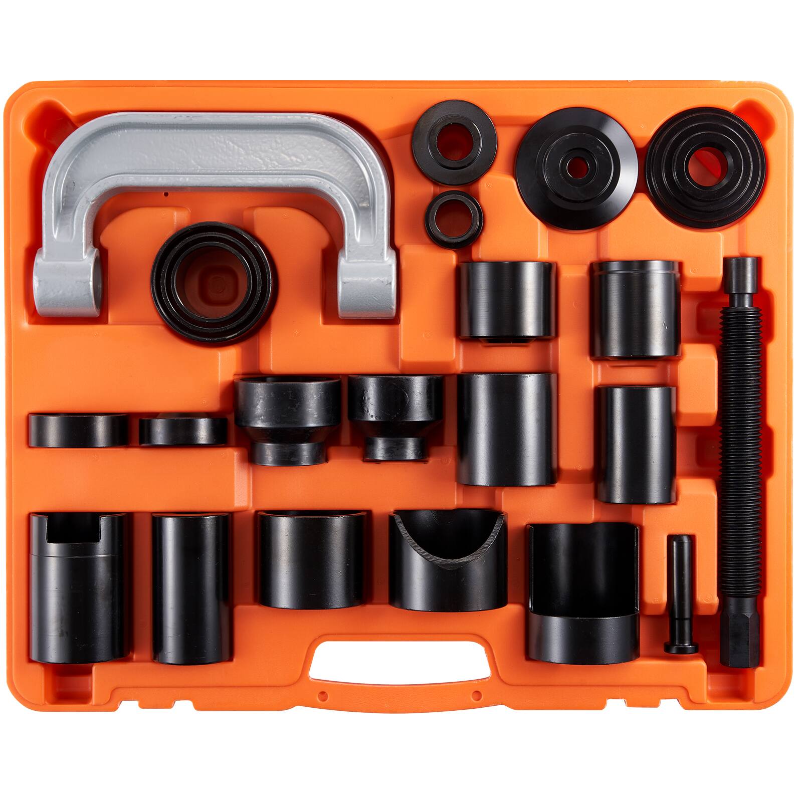 Front. VEVOR - Ball Joint Press Kit, 23 pcsTool Kit, C-press Ball joint Remove and Install Tools, for Most 2WD and 4WD Cars - Orange;black.