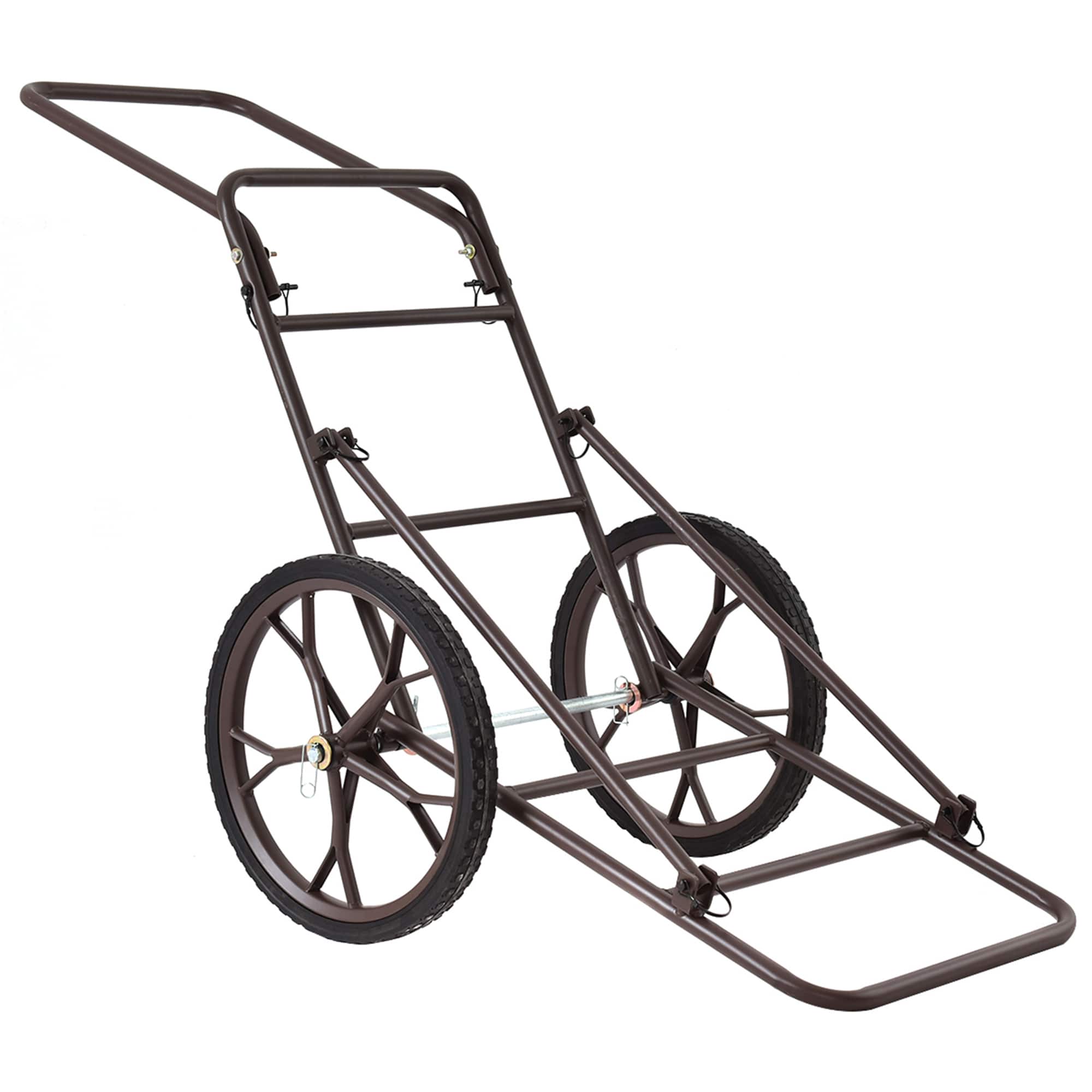 Gymax - Folding Deer Game Cart Heavy-Duty Steel Hauler Utility Gear Dolly Cart - Brown