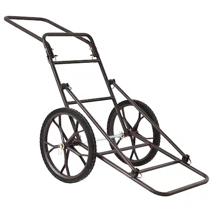 Front. Gymax - Gymax Folding Deer Game Cart Heavy-Duty Steel Hauler Utility Gear Dolly Cart - Brown.
