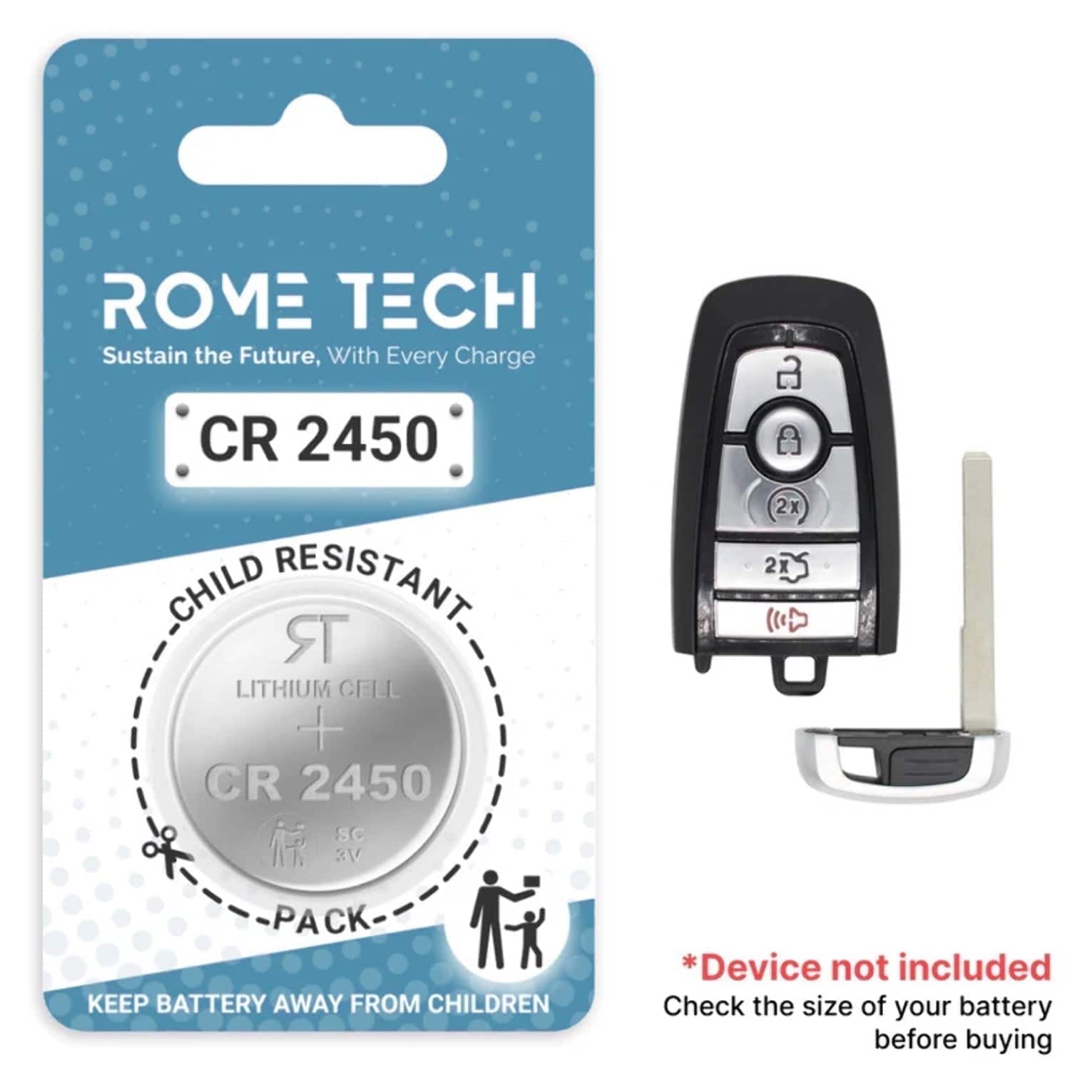 RomeTech - Replacement Battery for Key Fob - Ford Mustang Cobra 2020