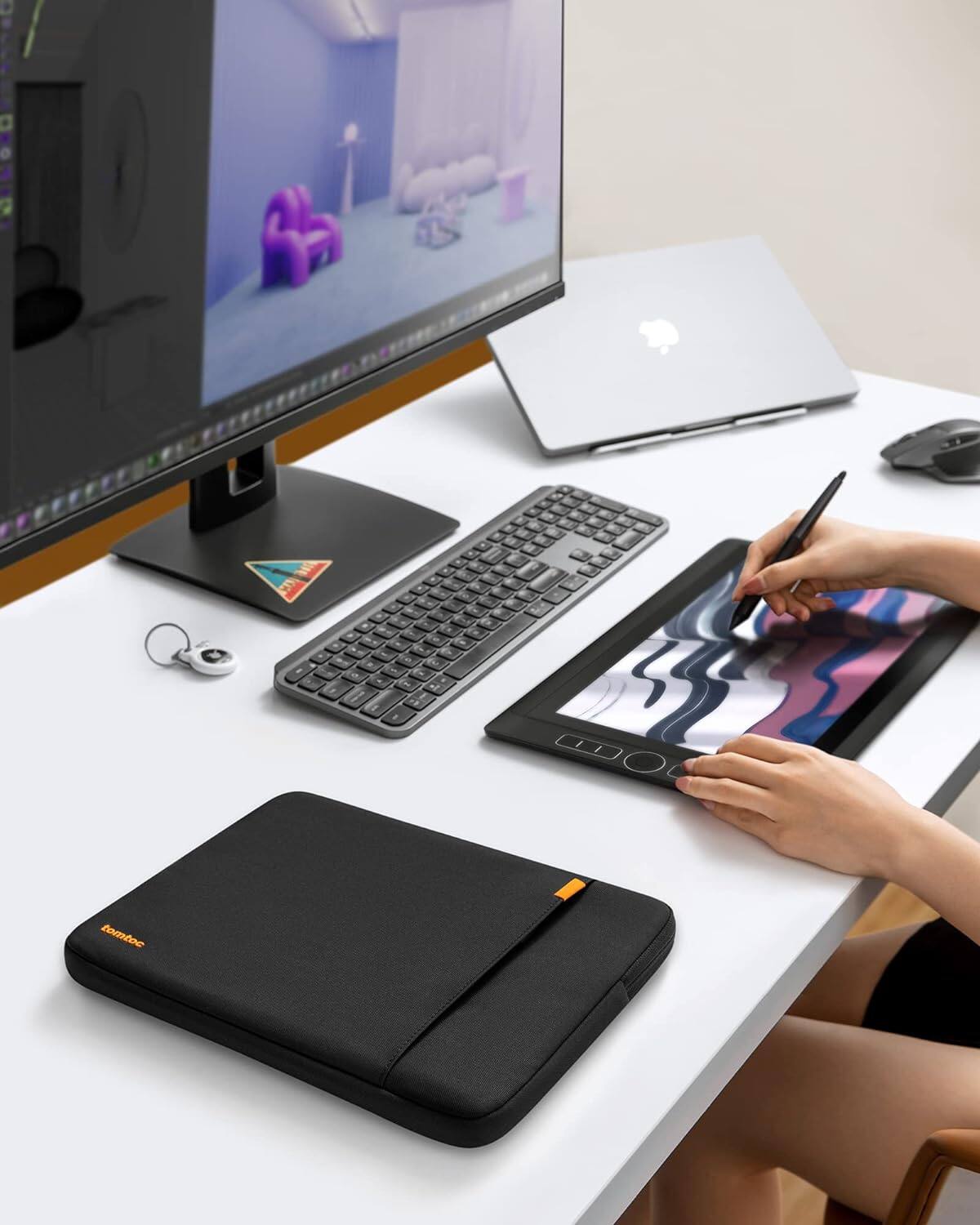 Alt View 7. tomtoc - Defender-A13 360° Protective Recycled Laptop Sleeve Set for 16 inch MacBook Pro M5/M4/M3/M2/M1 Pro/Max 2026-2019 - Black.