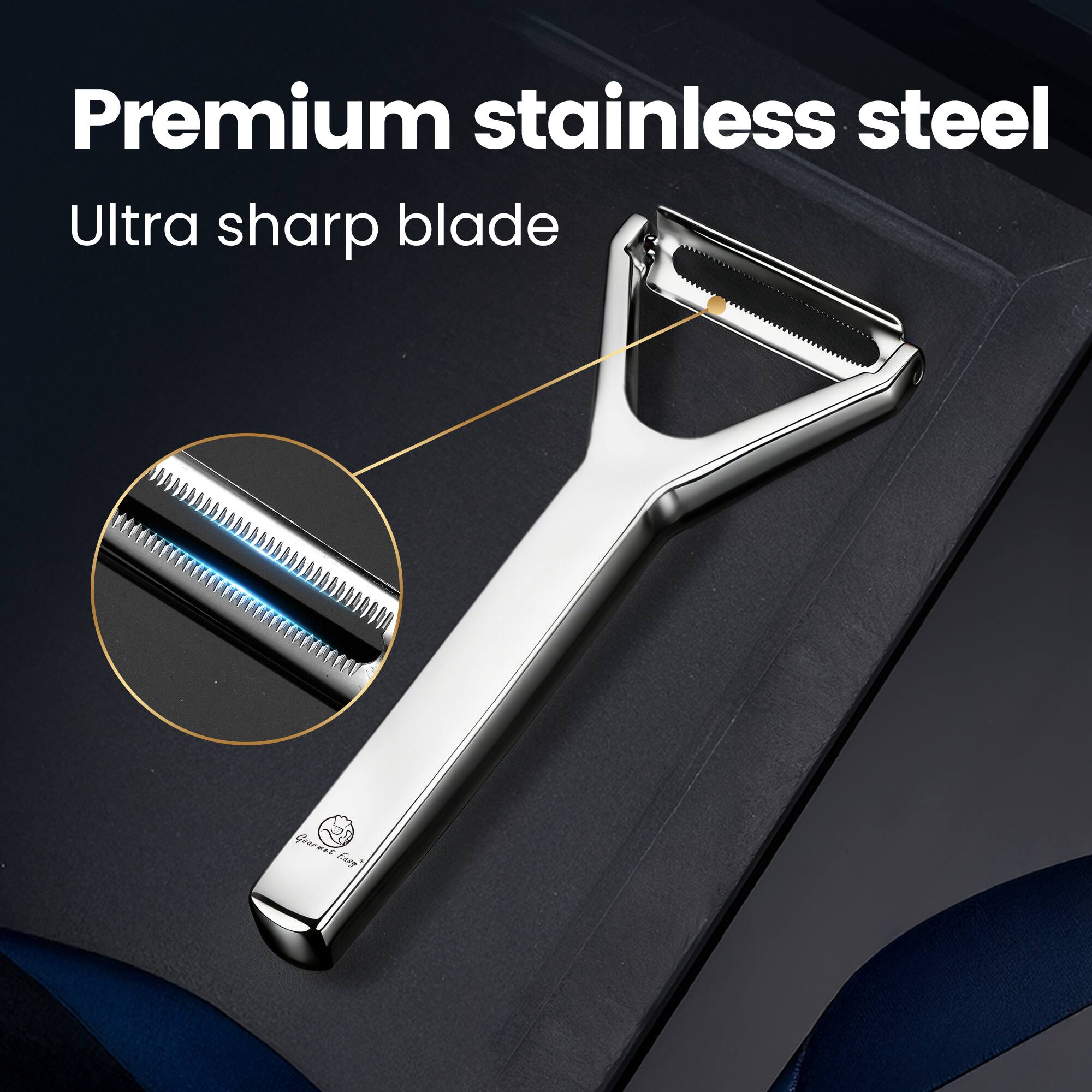 Premium stainless steel  
Ultra sharp blade