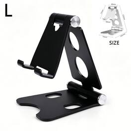 Dteck - Adjustable Foldable Aluminum Alloy Phone Stand for Samsung / iPhone /Google /Universal Phones for Home Office Use - Large-Black