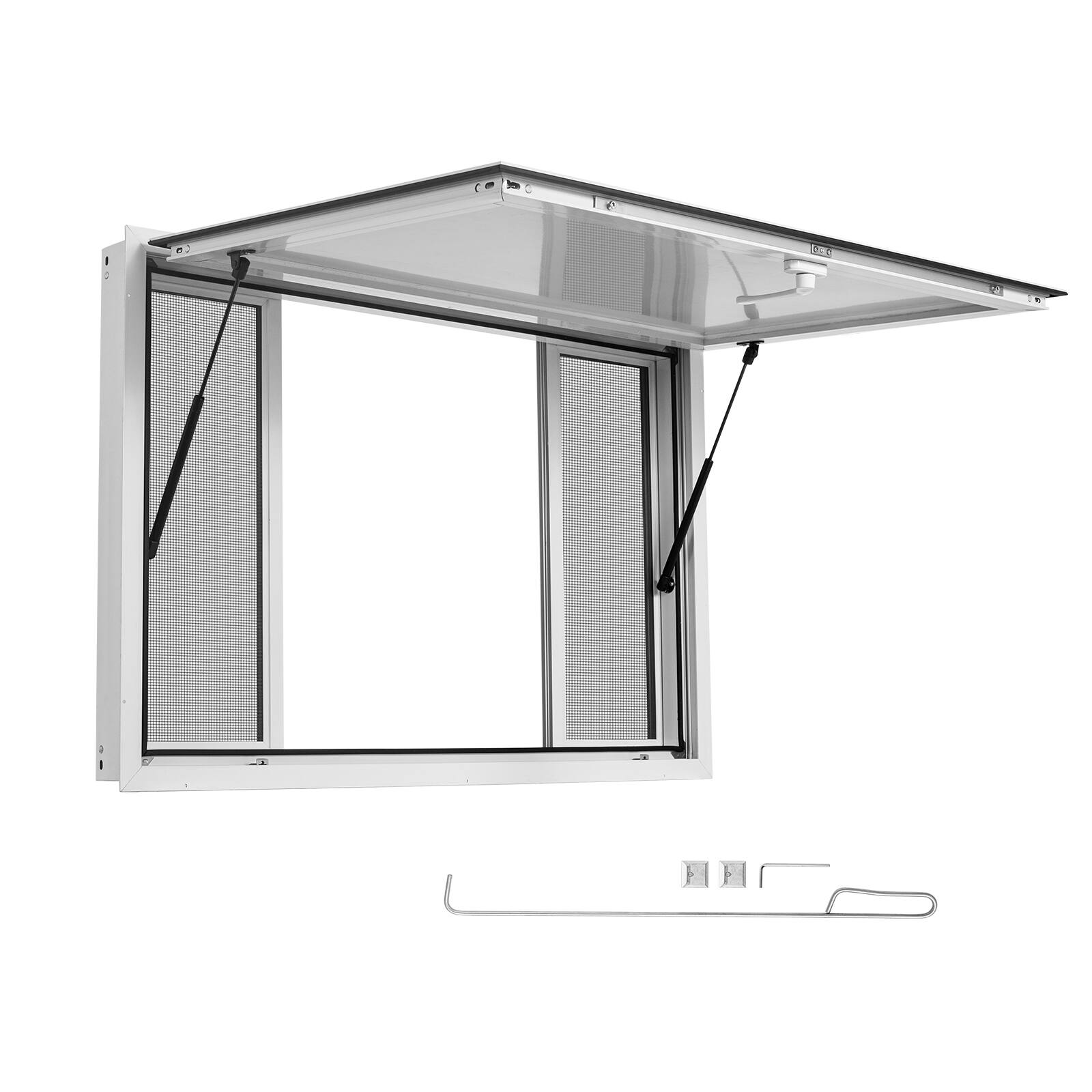 Alt View 5. VEVOR - Concession Window 45x30 in Aluminum Alloy Service Window, for Food Truck, Up to 85 Degrees Stand Serving with 4 Sliding - White.