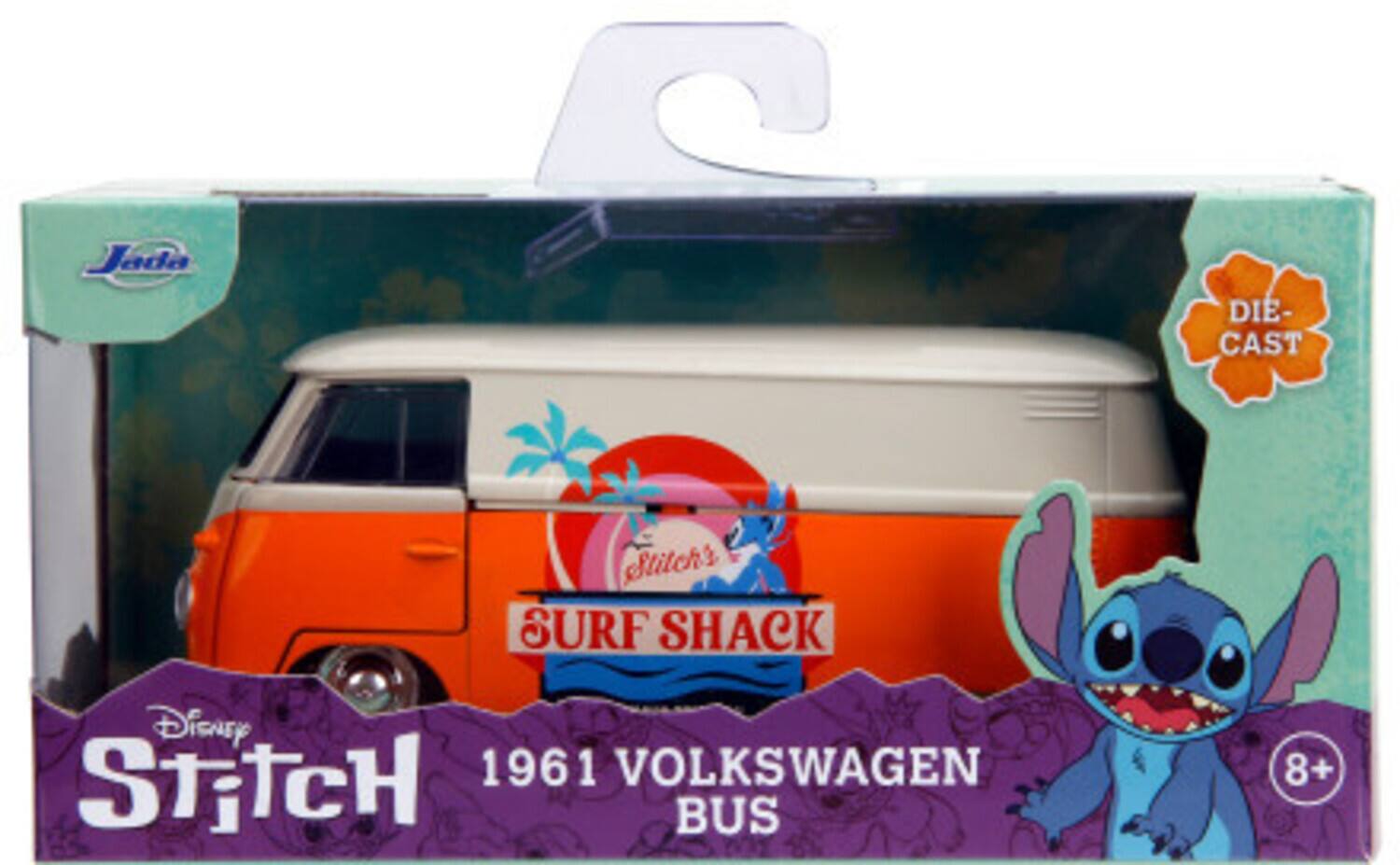 Jada Die-Cast Stitch's Surf Shack Disney Stich 1961 Volkswagen Bus 8+