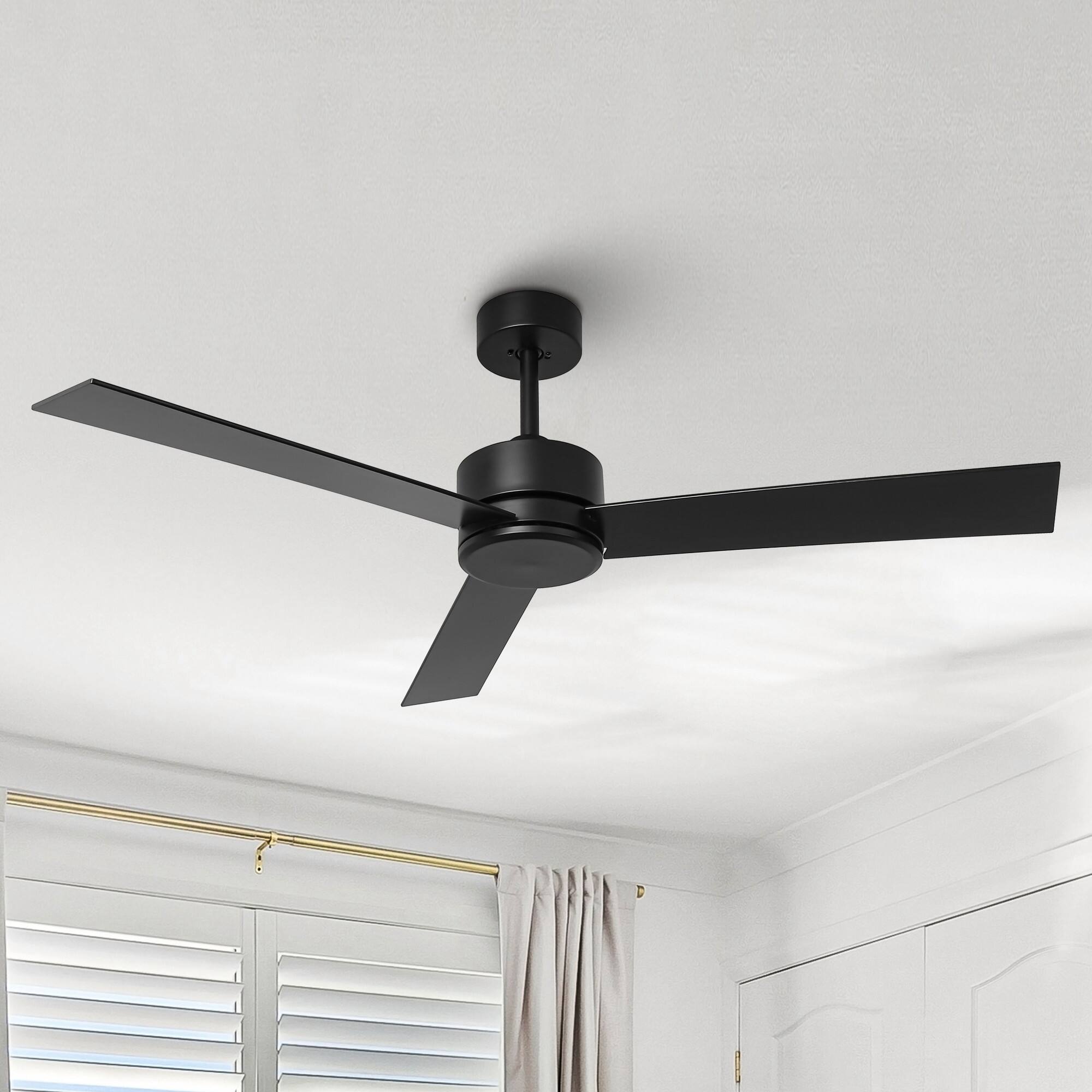 Front. Parrot Uncle - 52" Modern 6-Speed DC Ceiling Fan with Remote - Black.