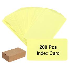 Unique Bargains - 3.5x2" Kraft Index Cards, 200 Small Blank Paper Cards for Reminder, Study, DIY, Invitation, Flash Vocabulary Word - Yellow