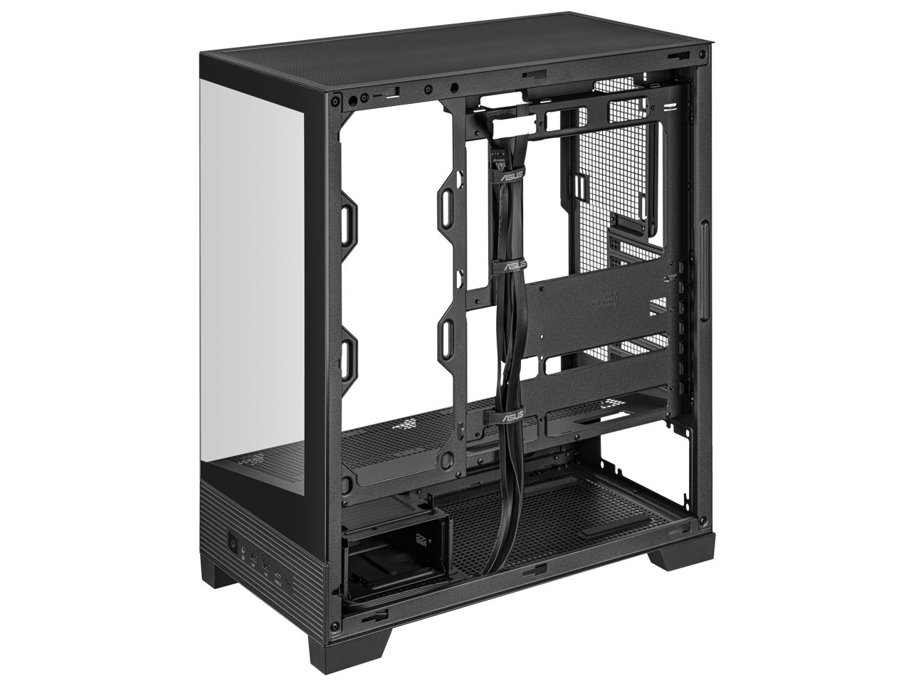 Alt View 7. ASUS - ASUS A31 Black ATX Mid-Tower, Tempered Glass, BTF Connectors, 360 AIO Support, ARGB Ready, Optimized Airflow - Black.
