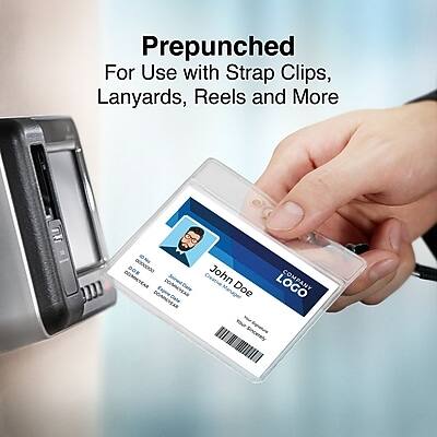 Prepunched  
For Use with Strap Clips, Lanyards, Reels and More  

John Doe  
Creative Director  
DGMENA  
Company Name  

Sincerely