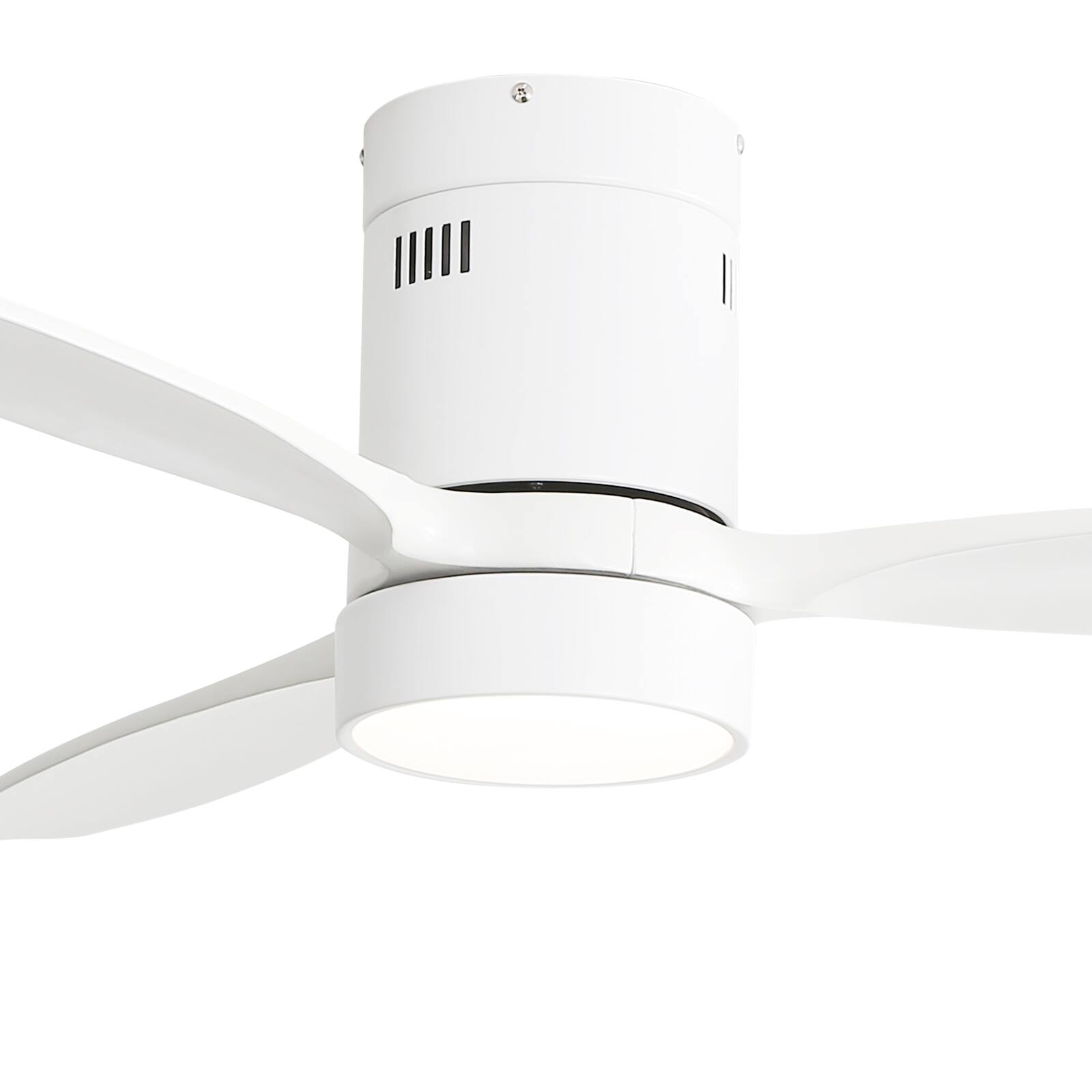 Angle. Sofucor - 52IN Solid Wood Ceiling Fan with LED Light Remote Timer Reversible/Quiet 6 Speed Modern Bedroom Ceiling Fan - White.