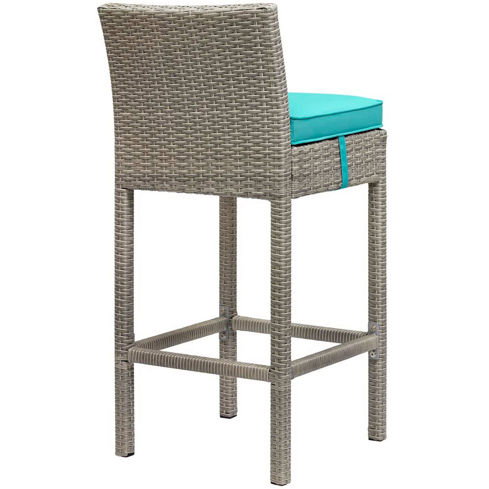 Left. Modway - Conduit Outdoor Patio Wicker Rattan Bar Stool by Modway - Light Gray Turquoise.