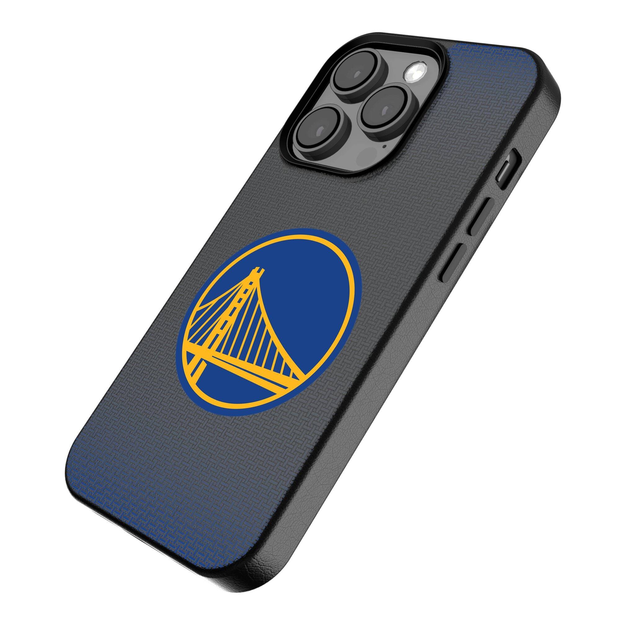 Alt View 1. Keyscaper - Golden State Warriors Linen Logo iPhone Magnetic Bump Case - 14 Pro Max - Black.